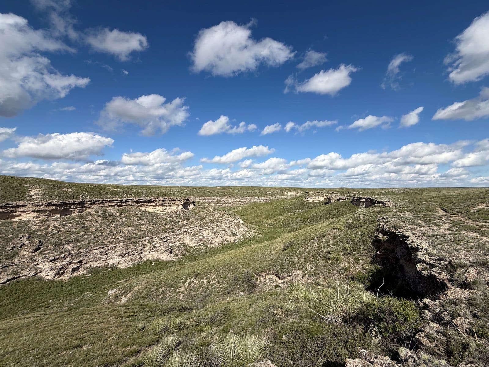 The sandstone bluffs above the valley